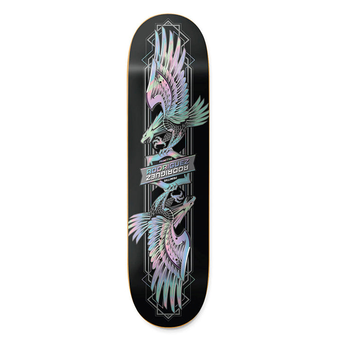 Tabla Primitive Paul Rodriguez Twin Nose Eagle 8.25, diseño negro con dos águilas